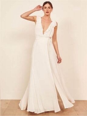 Reformation peppermint Gown Dress In Ivory Small
